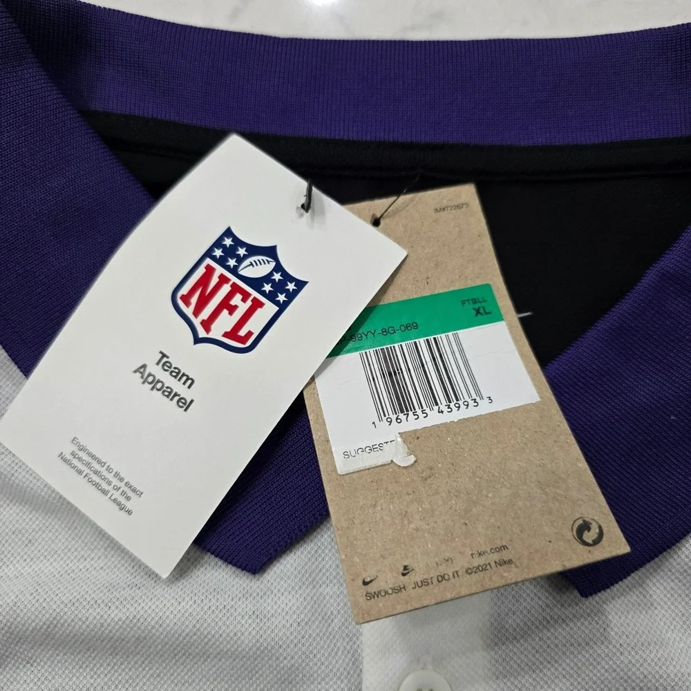 Nike Baltimore Ravens NFL Dri-FIT Polo Shirt Mens XL White Black Purple NWT